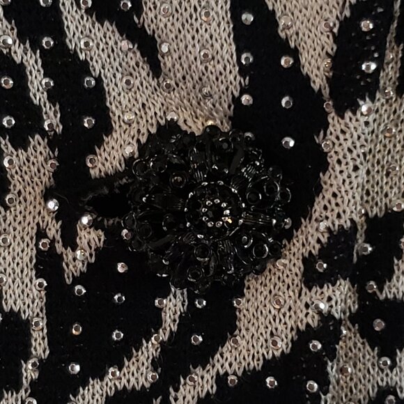 St John evening knit jacket black white rhinestones embellished blazer size 6 - Picture 6 of 16
